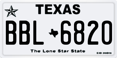 TX license plate BBL6820