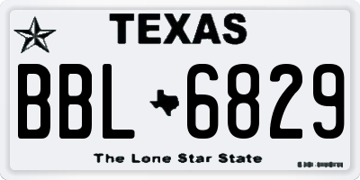 TX license plate BBL6829