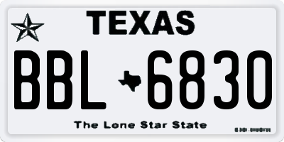 TX license plate BBL6830