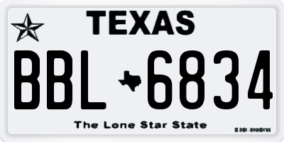 TX license plate BBL6834
