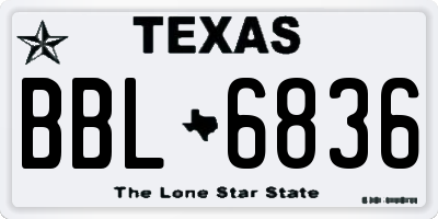 TX license plate BBL6836