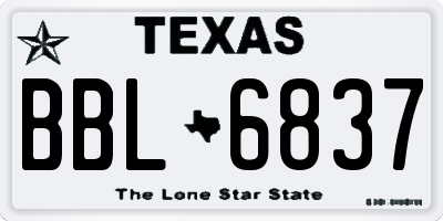 TX license plate BBL6837