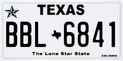 TX license plate BBL6841