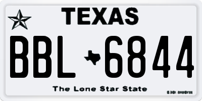 TX license plate BBL6844