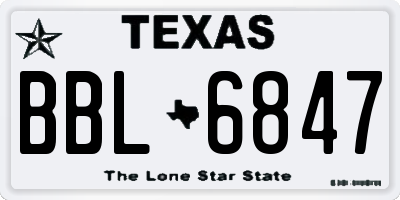 TX license plate BBL6847