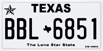TX license plate BBL6851