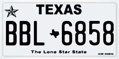 TX license plate BBL6858