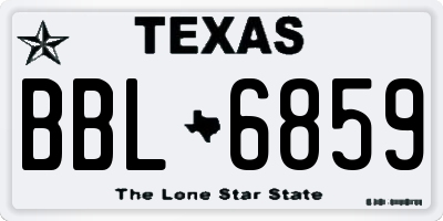 TX license plate BBL6859