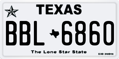 TX license plate BBL6860