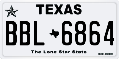 TX license plate BBL6864