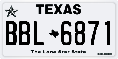 TX license plate BBL6871