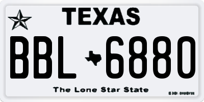 TX license plate BBL6880