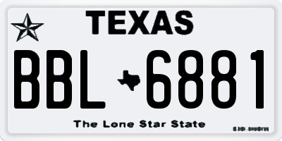 TX license plate BBL6881