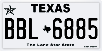TX license plate BBL6885