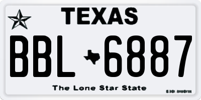 TX license plate BBL6887