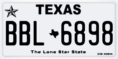 TX license plate BBL6898