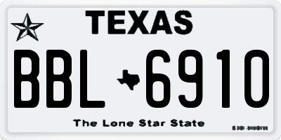 TX license plate BBL6910