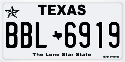 TX license plate BBL6919