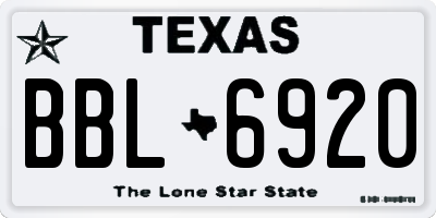 TX license plate BBL6920