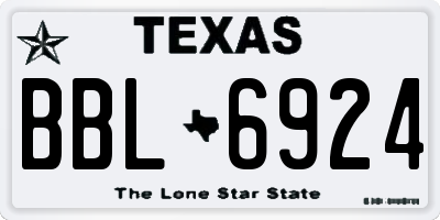 TX license plate BBL6924