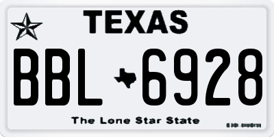 TX license plate BBL6928