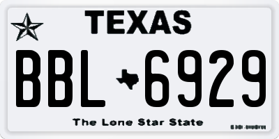 TX license plate BBL6929