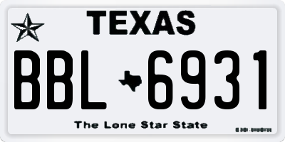 TX license plate BBL6931