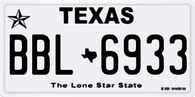 TX license plate BBL6933