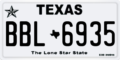 TX license plate BBL6935