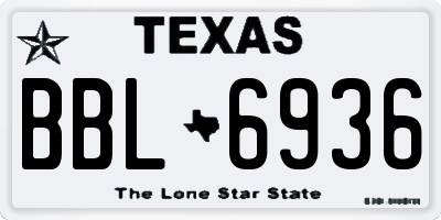 TX license plate BBL6936