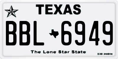 TX license plate BBL6949