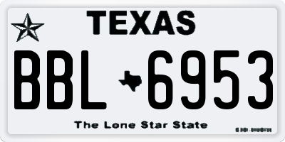 TX license plate BBL6953
