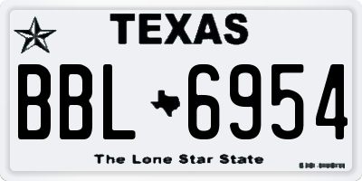 TX license plate BBL6954