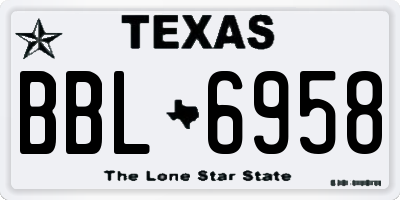 TX license plate BBL6958