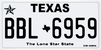 TX license plate BBL6959