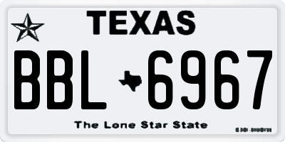 TX license plate BBL6967