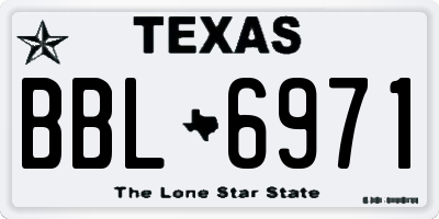 TX license plate BBL6971