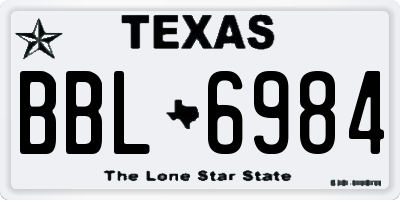 TX license plate BBL6984