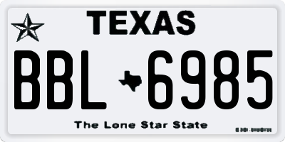 TX license plate BBL6985