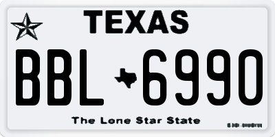TX license plate BBL6990