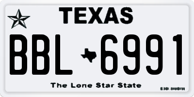 TX license plate BBL6991