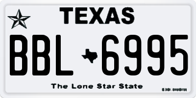 TX license plate BBL6995