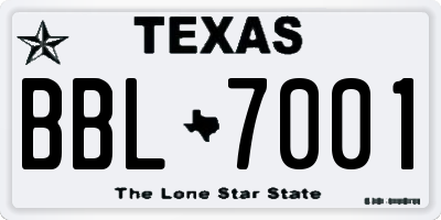 TX license plate BBL7001