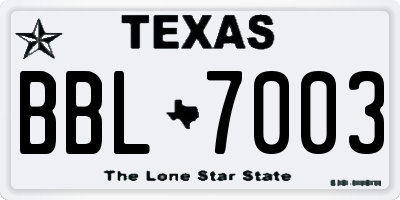TX license plate BBL7003