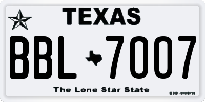 TX license plate BBL7007