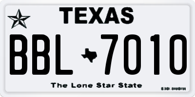 TX license plate BBL7010