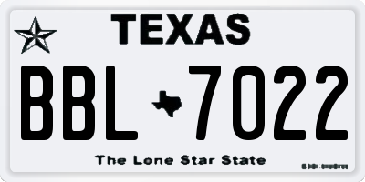 TX license plate BBL7022