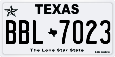 TX license plate BBL7023