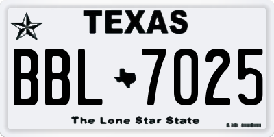 TX license plate BBL7025
