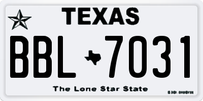 TX license plate BBL7031